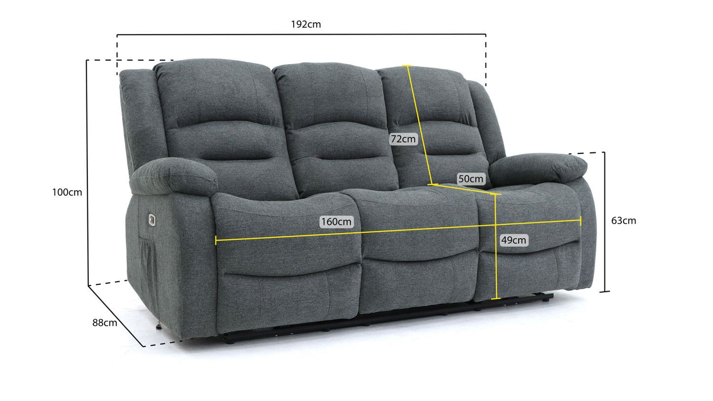 Alto Electric Recliner Sofa Graphite 3 Seater