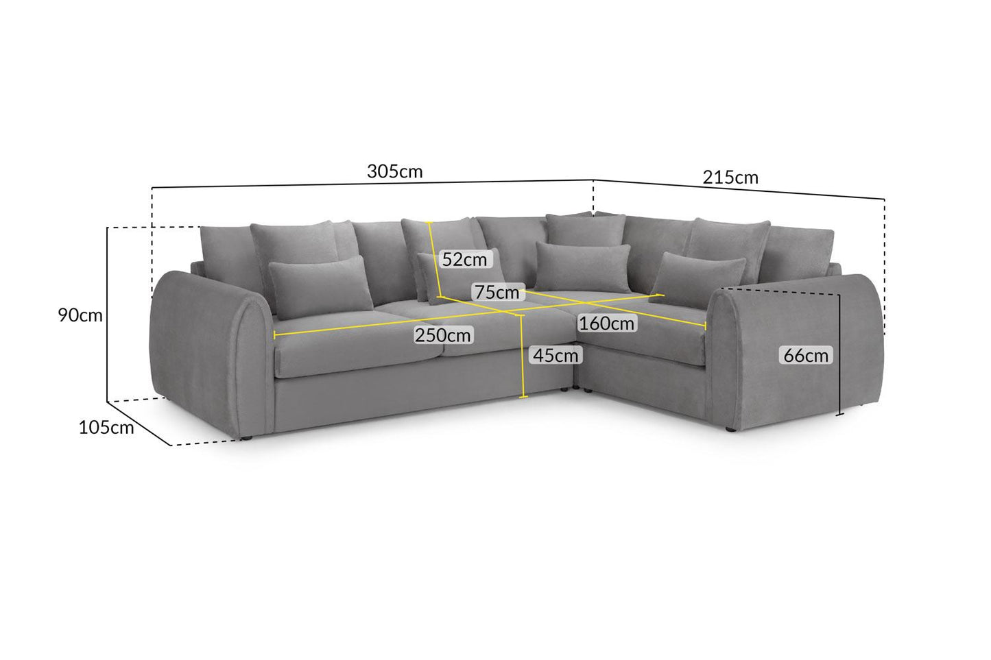 Mirabel Sofa Grey Right Hand Facing Corner