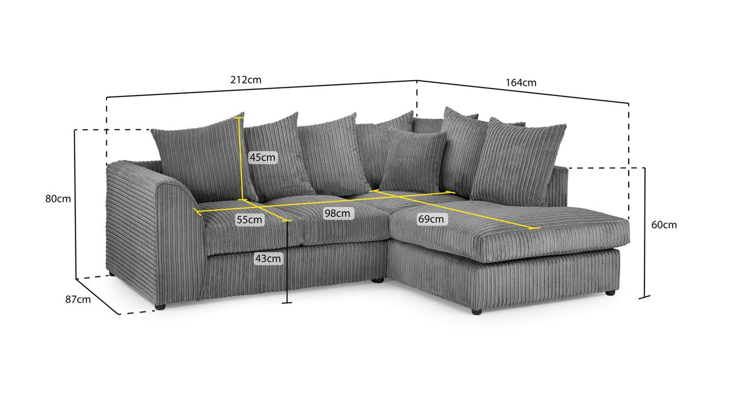 Quinn Sofa Grey Right Hand Facing Corner