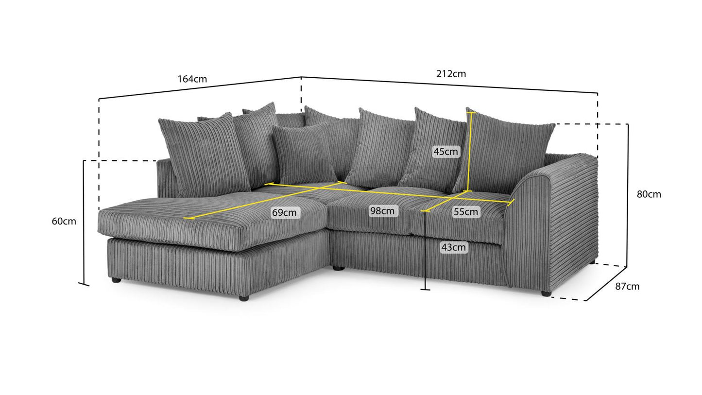 Quinn Sofa Grey Left Hand Facing Corner