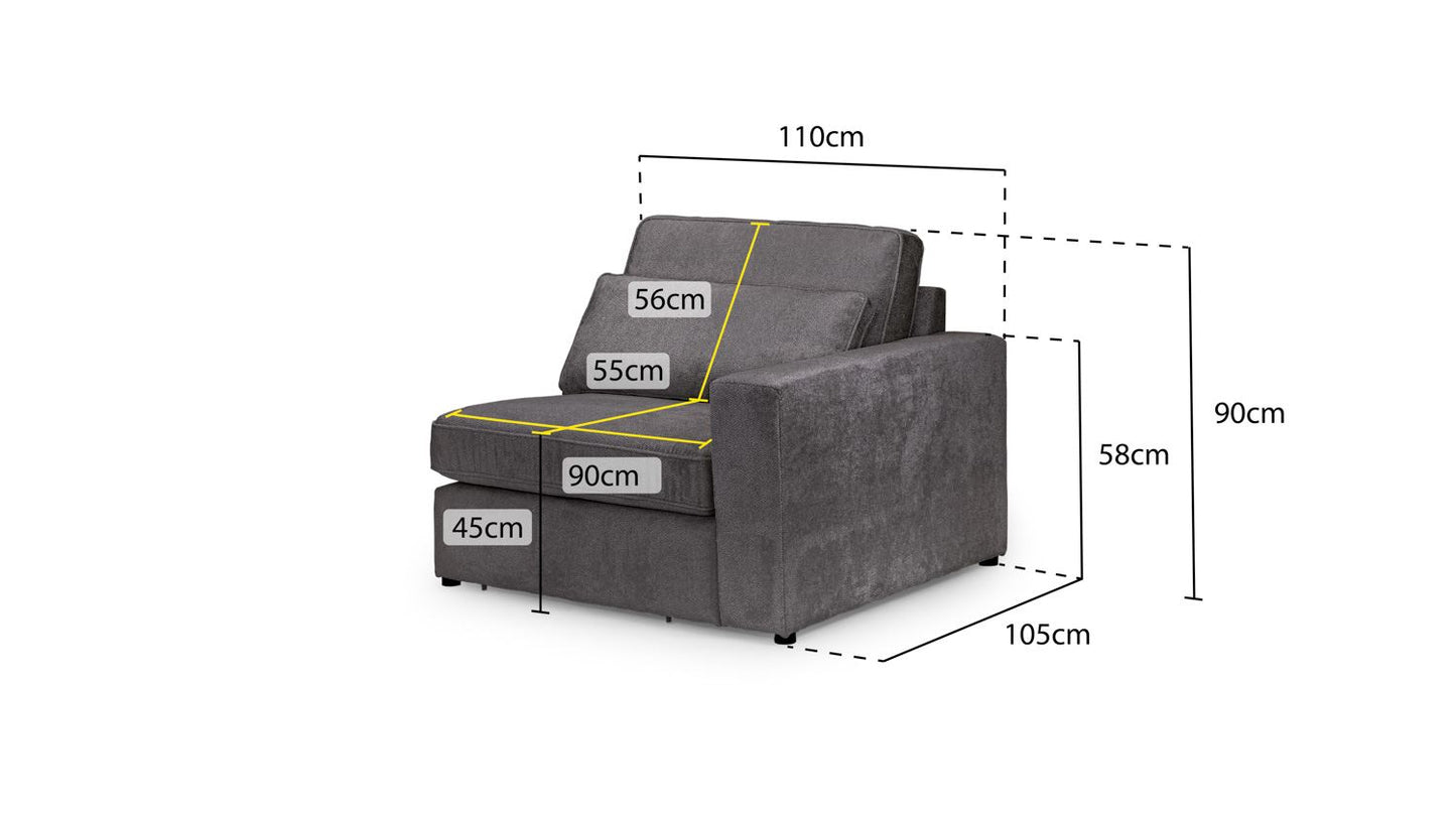 Katia Modular Sofa Grey Right Hand Arm Piece