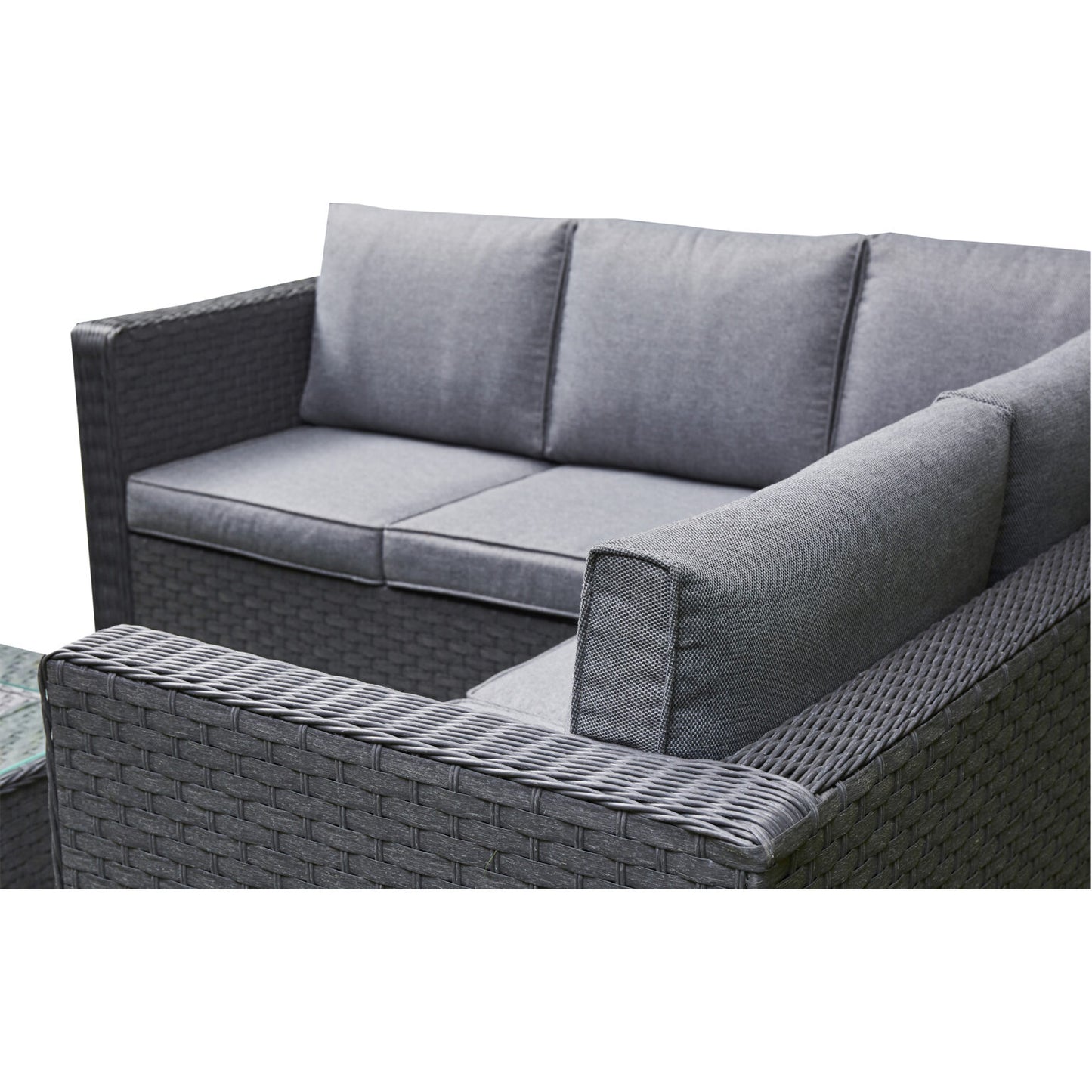 Nova Rattan Corner Sofa Set with Ice Bucket Grey