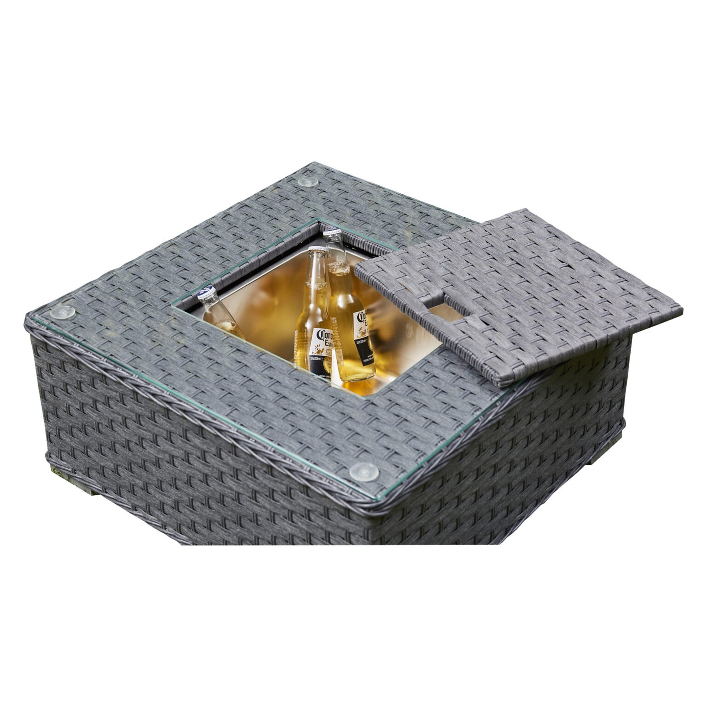 Nova Rattan Corner Sofa Set with Ice Bucket Grey