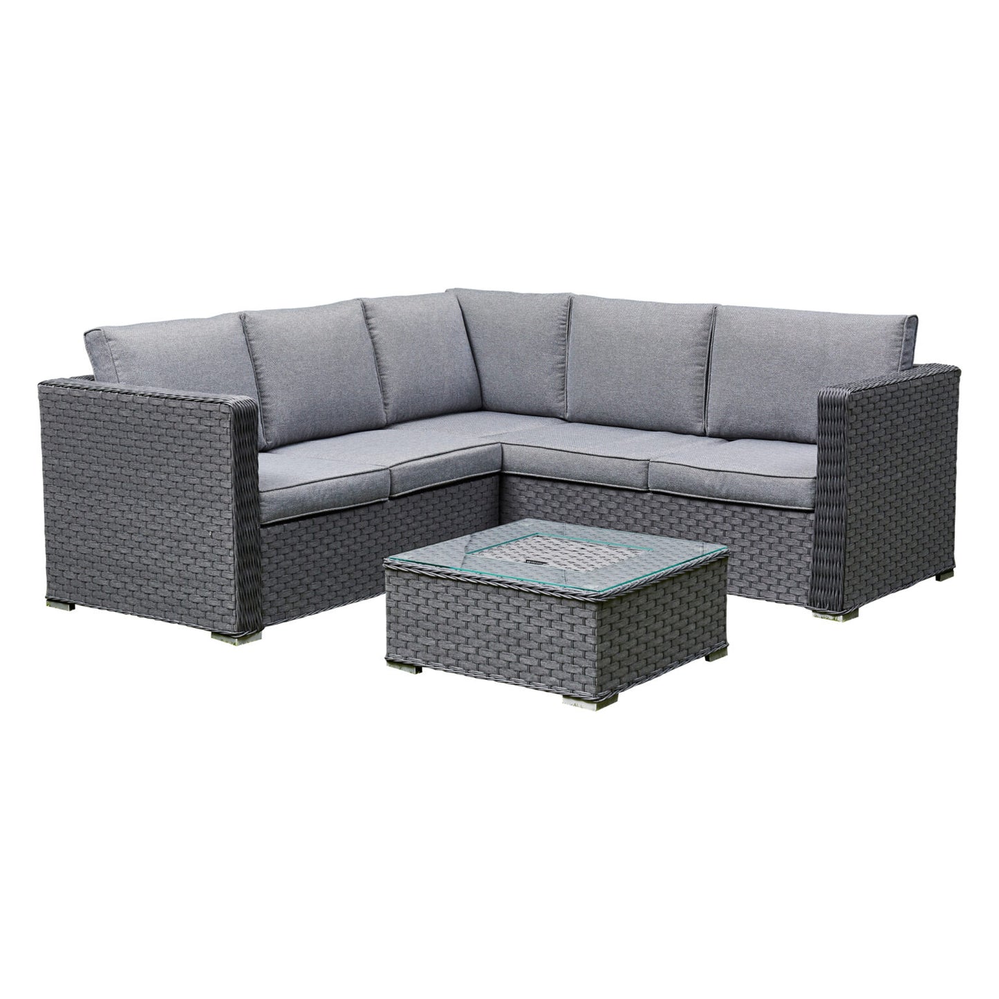 Nova Rattan Corner Sofa Set with Ice Bucket Grey
