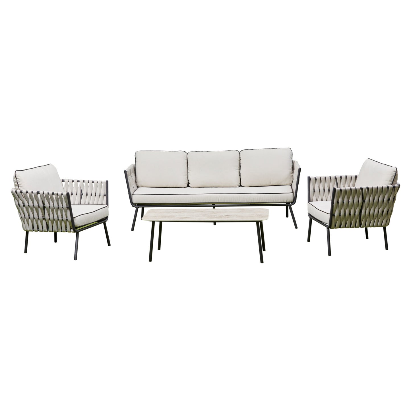 Axe Aluminium & Rope Lounge Set - Grey