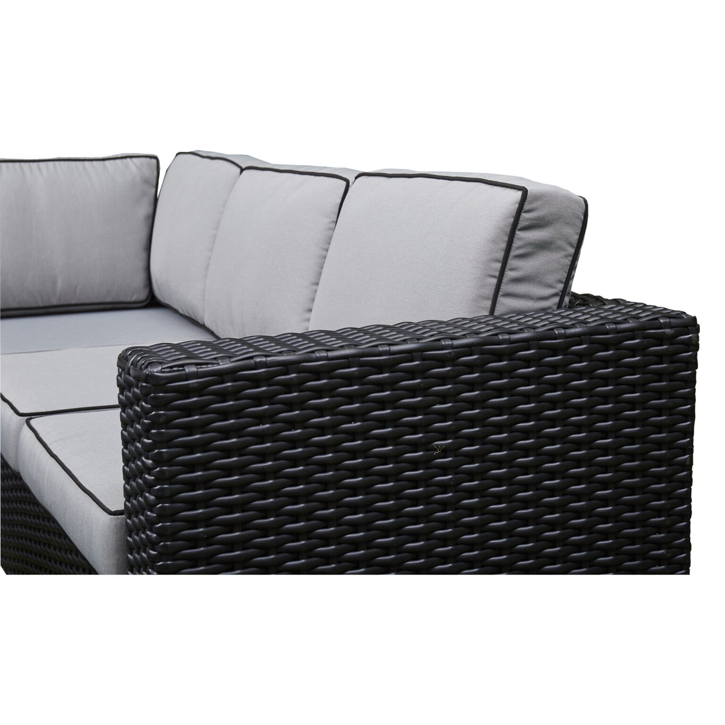 Chakra Rattan Corner Dining Set with Fire Pit – Black