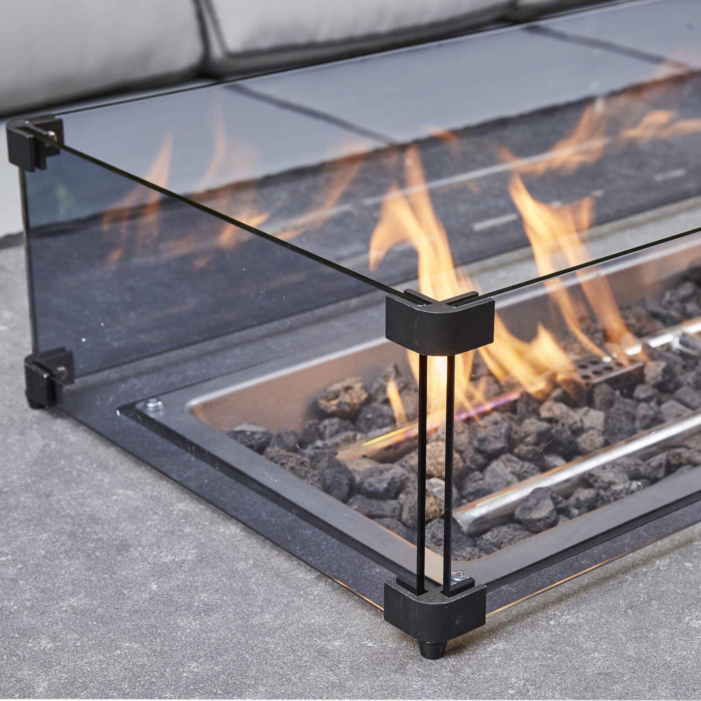 Chakra Rattan Corner Dining Set with Fire Pit – Black