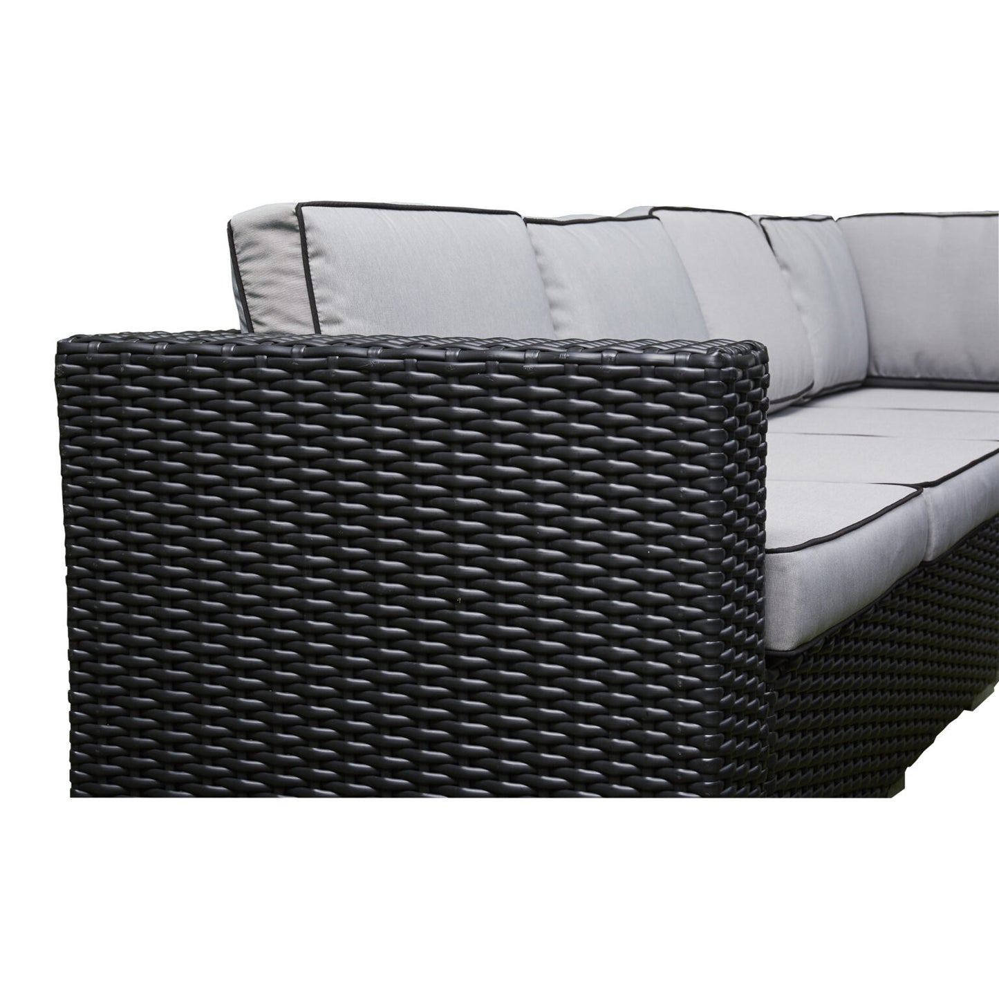 Chakra Rattan Corner Dining Set with Fire Pit – Black