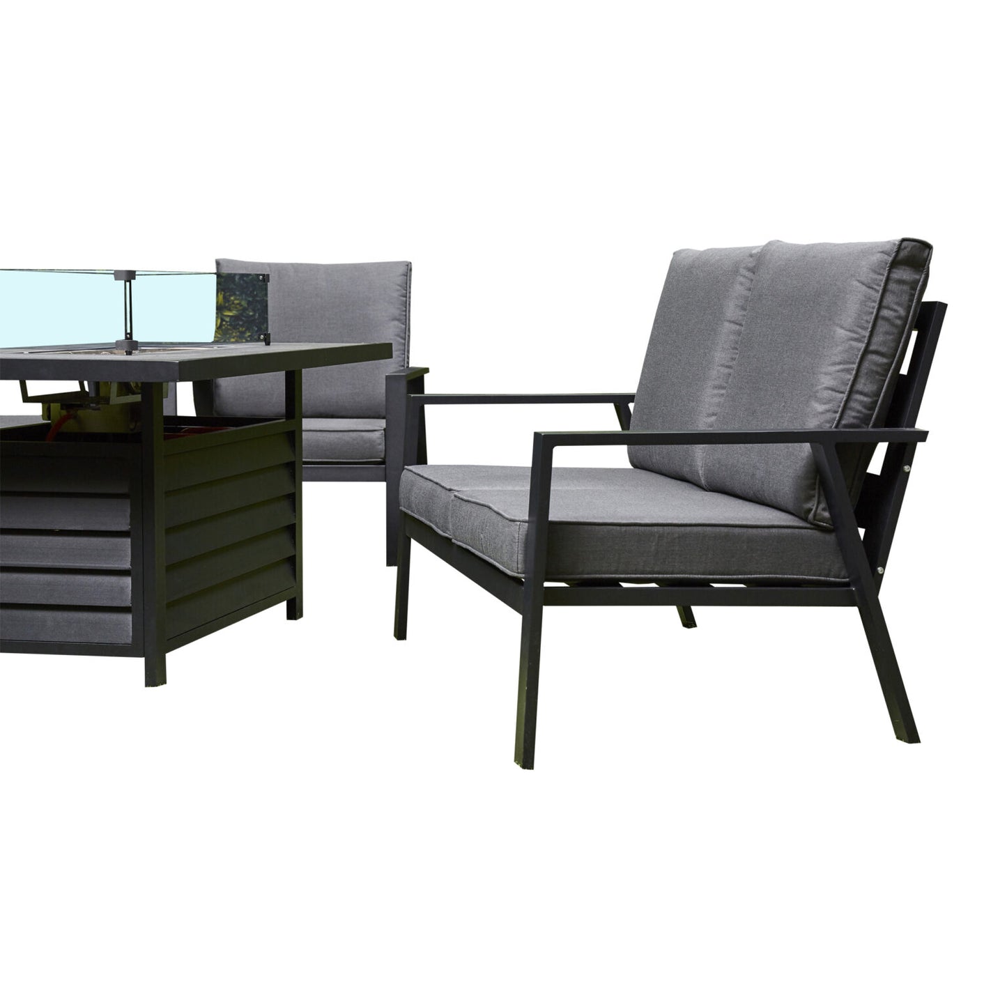 Sienna Aluminium Sofa Dining Set with Fire Pit – Grey