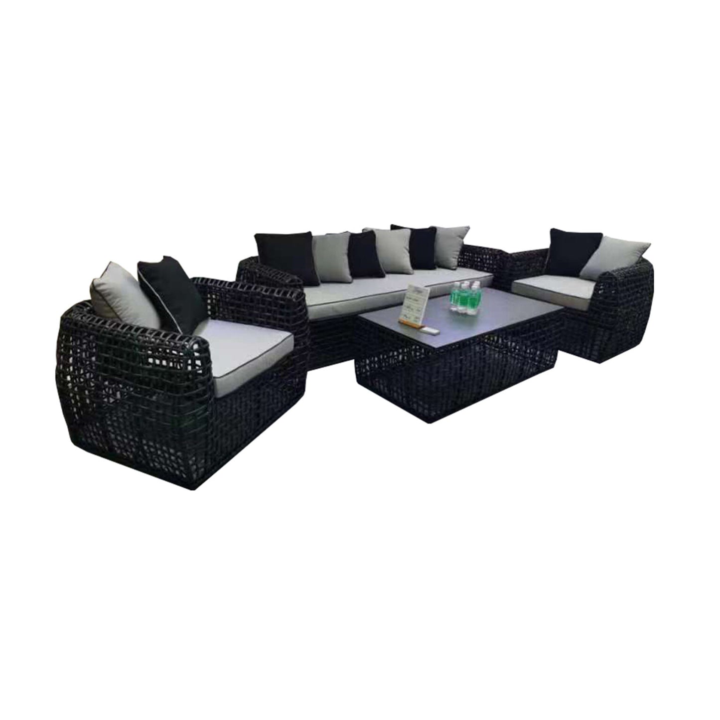Indi 4 Piece Rattan Garden Furniture Sofa Set - Black