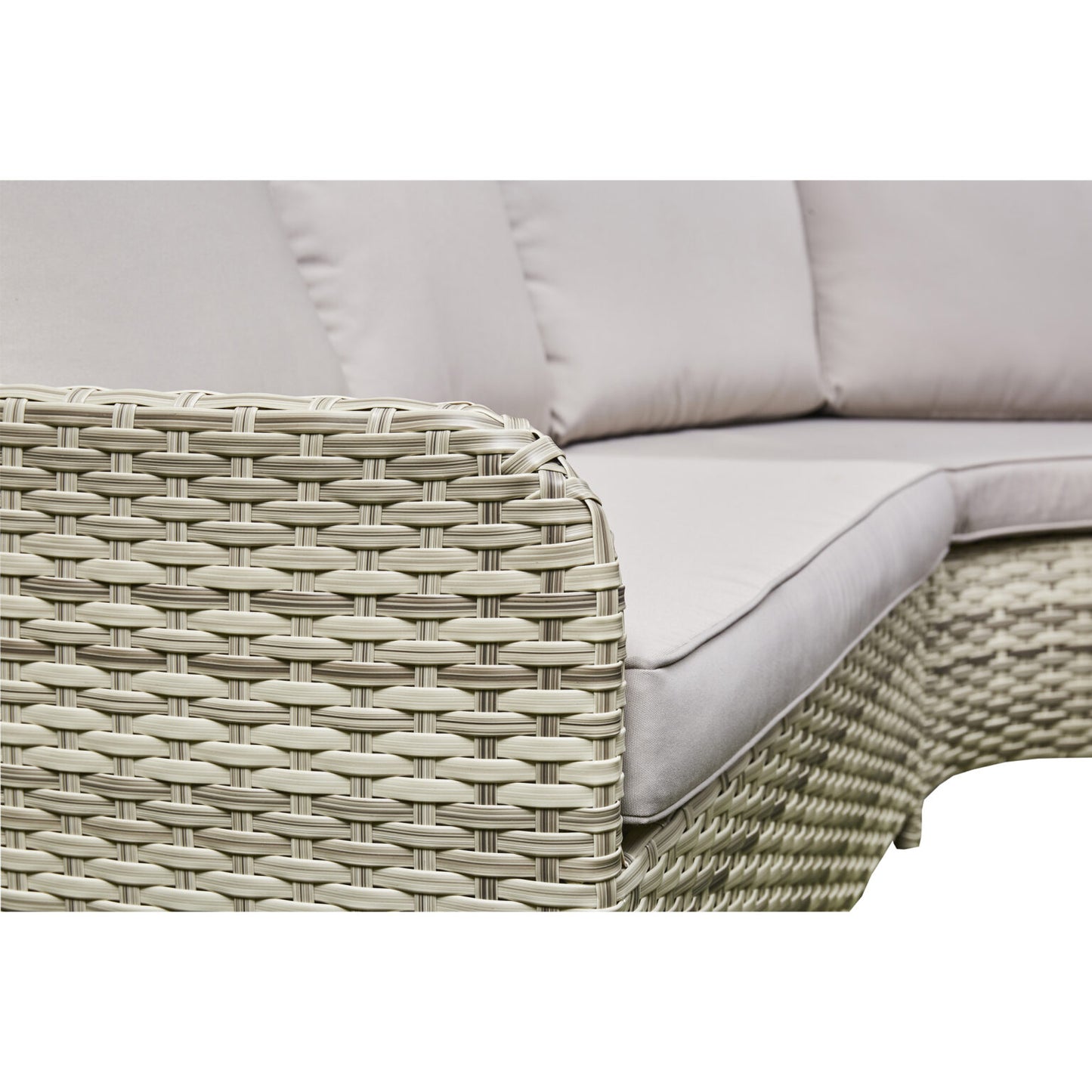 Lola Rattan Corner Dining Set with Fire Pit – Grey/Beige