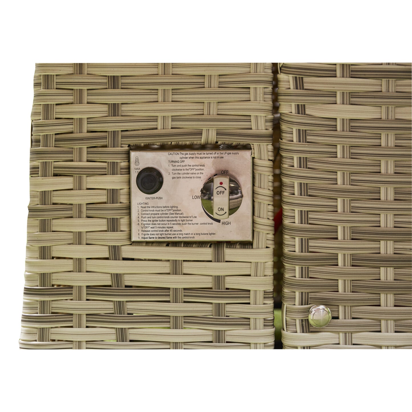Lola Rattan Corner Dining Set with Fire Pit – Grey/Beige