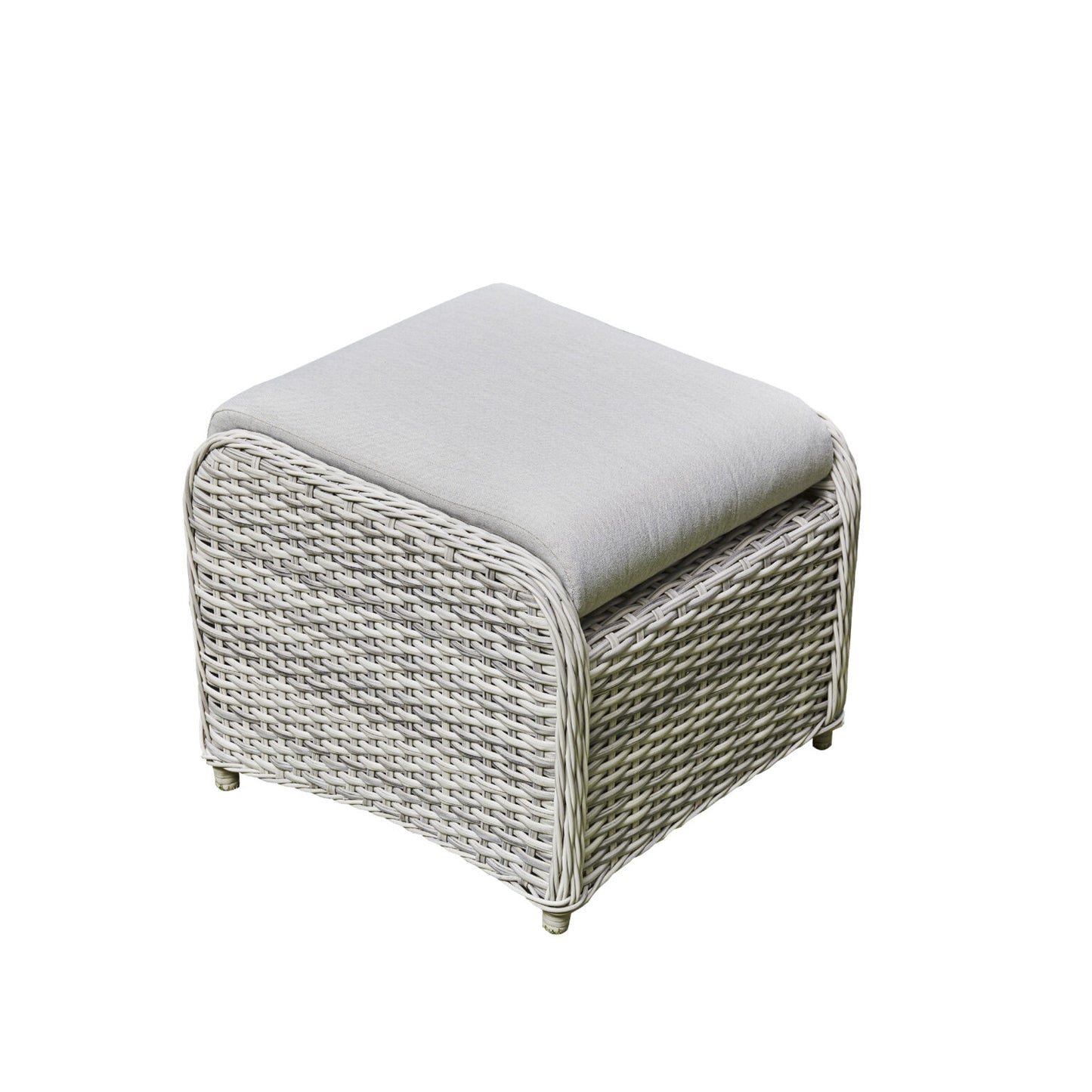 Willow Rattan and Aluminum Frame Reclining Lounge Set – Grey/Beige