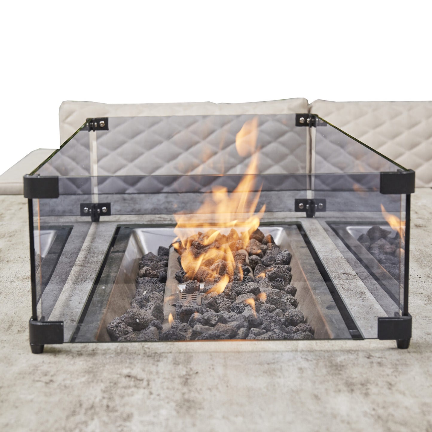 Aluminium Corner Dining Set with Fire Pit – Beige