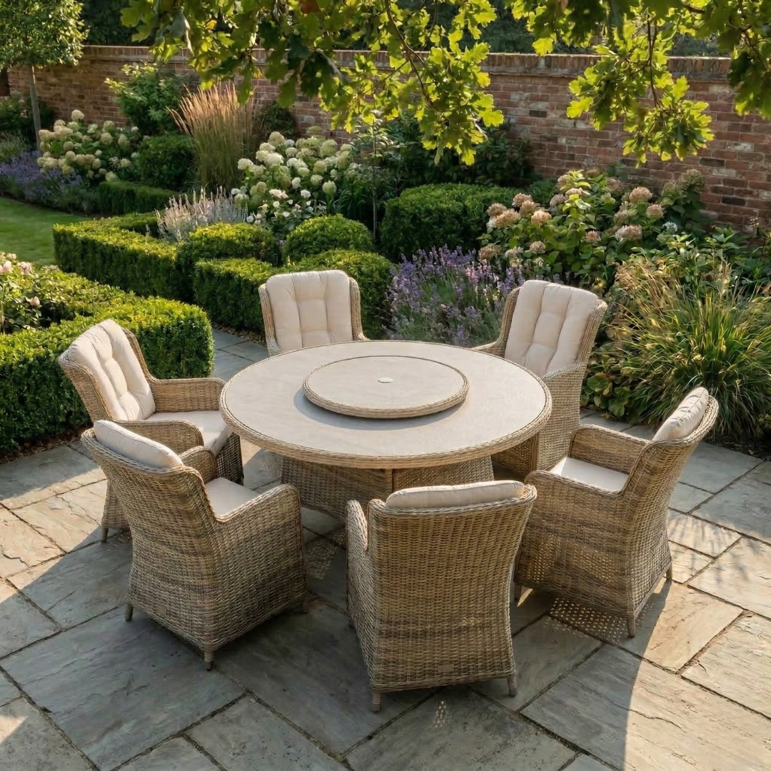 Windsor Beige 6 Seater Round Dining Set