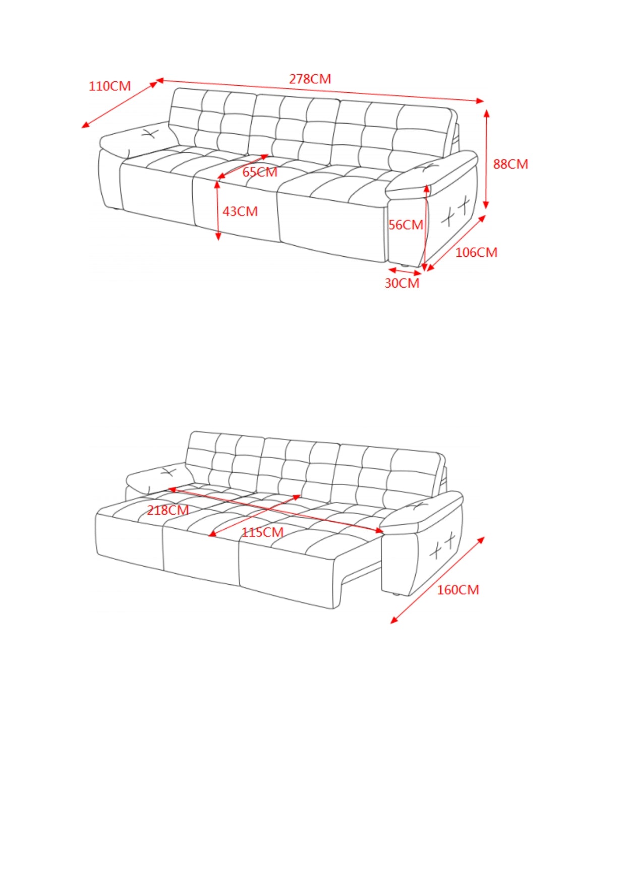 Texas Electric Beige Sofa Bed