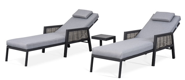 Hampton Aluminium & Rattan Combination Sun Loungers