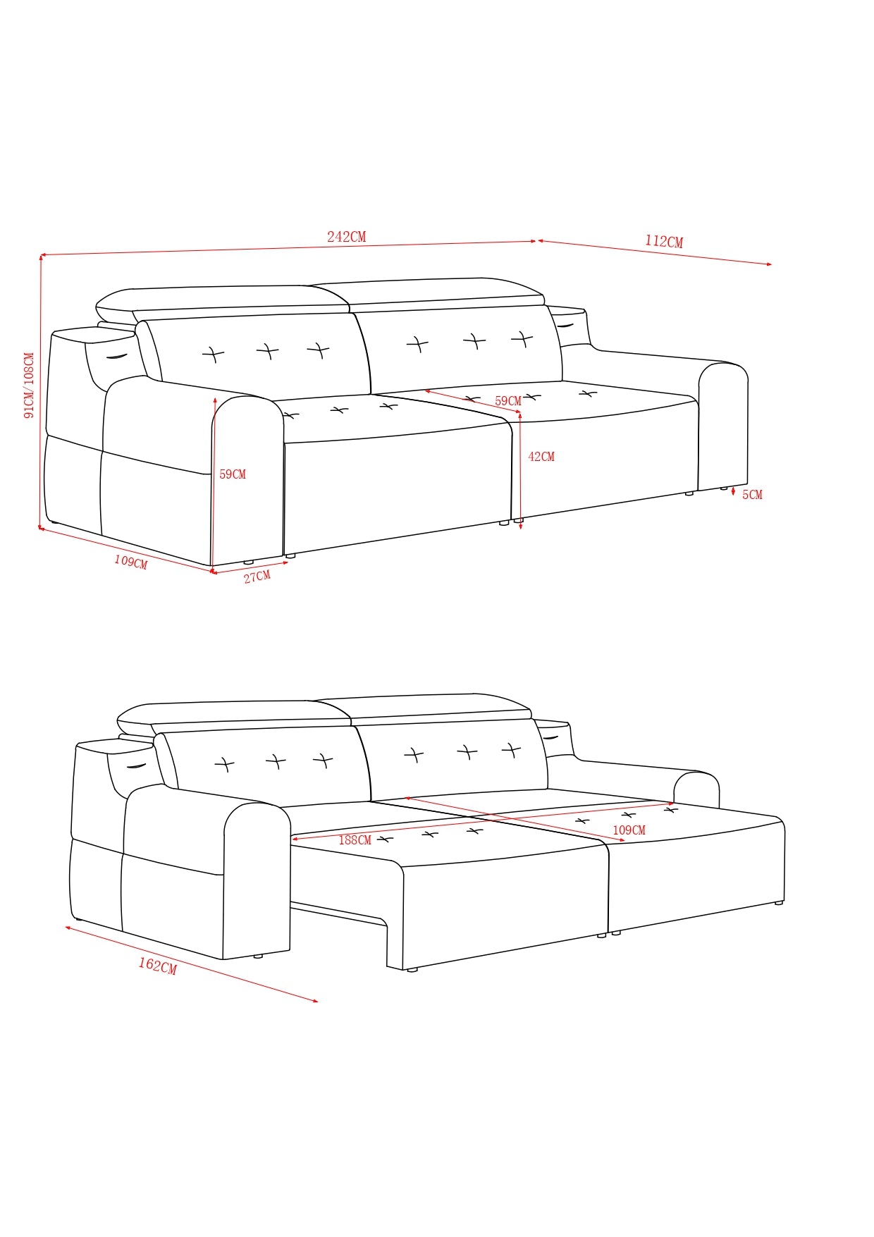 Harry Electric Dark Grey Reclining Sofa Bed