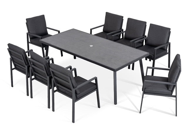 Kew Aluminium 8 Seater Rectangle Dining Set