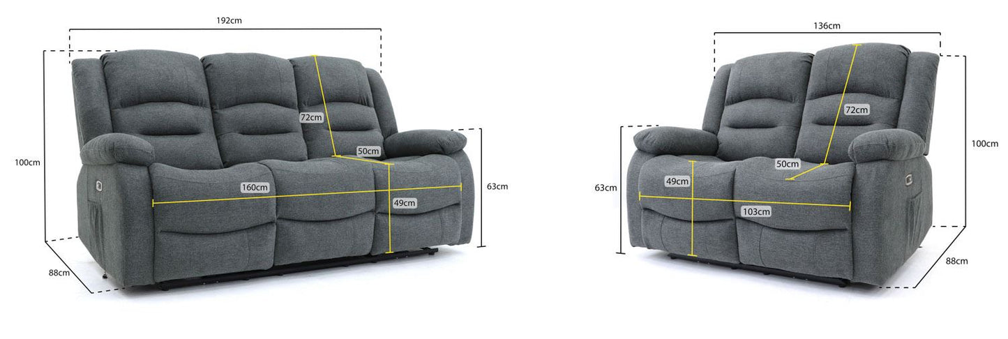 Alto Electric Recliner Sofa Graphite 3+2 Set