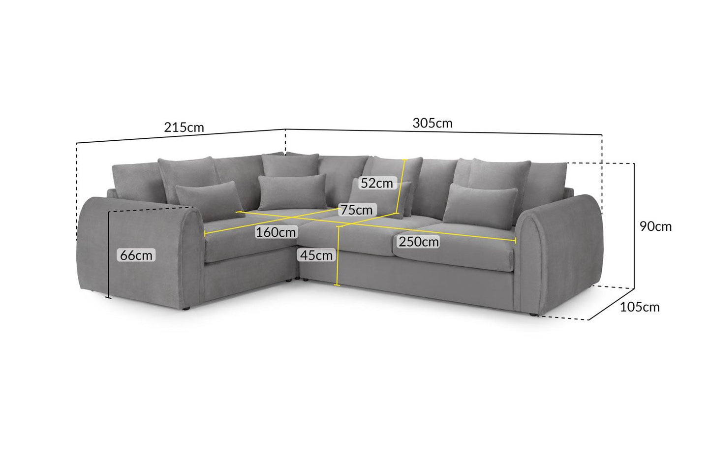 Mirabel Sofa Grey Left Hand Facing Corner