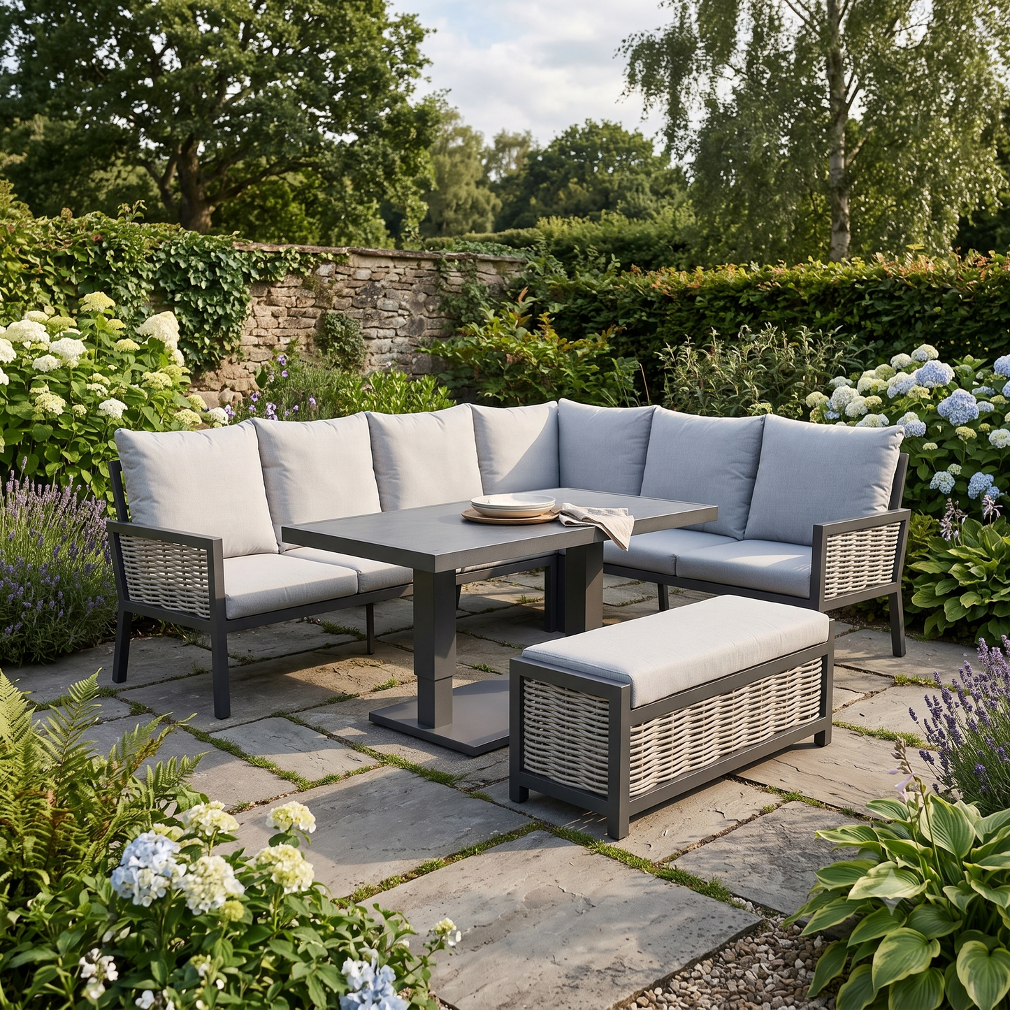 Hampton Aluminium & Rattan Combination Corner Set