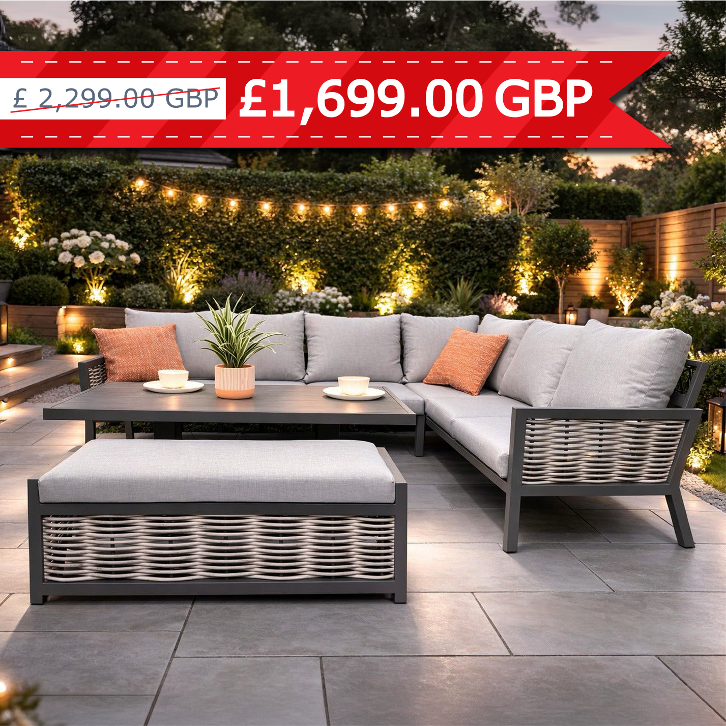 Hampton Aluminium & Rattan Combination Corner Set