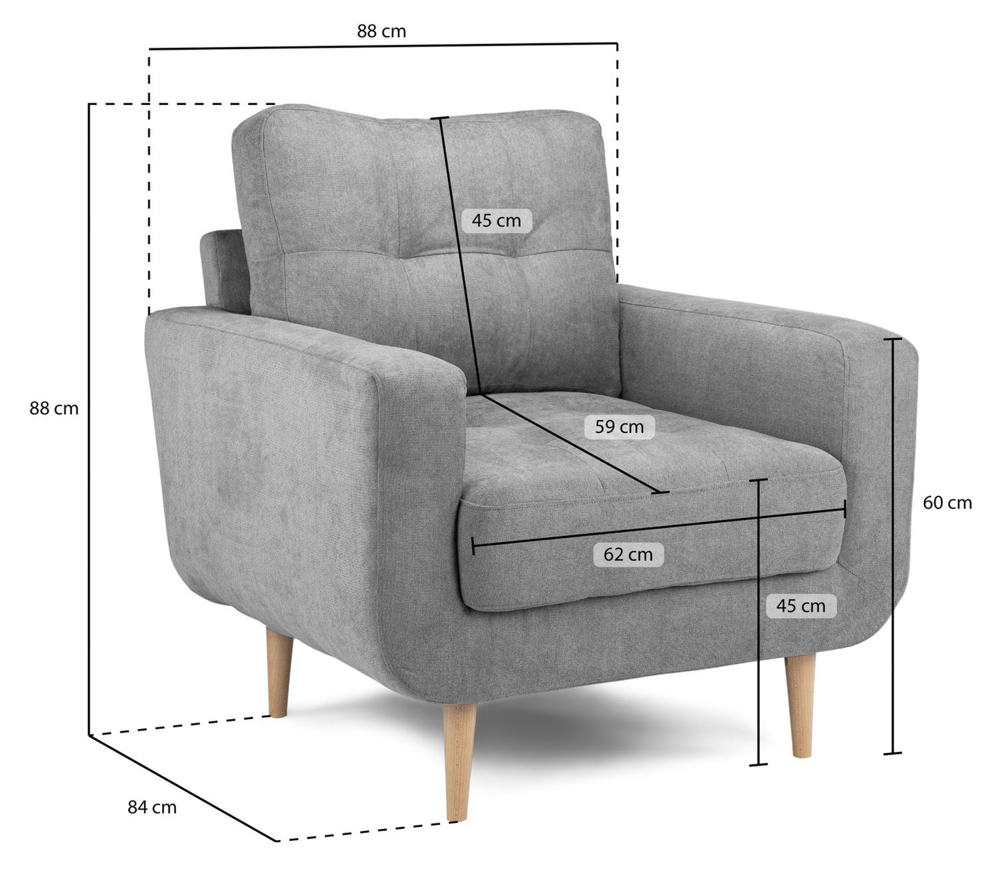 Radiance Sofa Grey Armchair