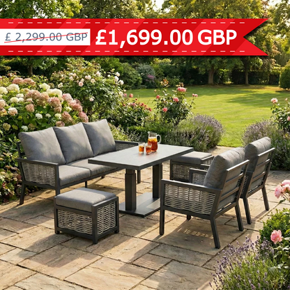 Hampton Aluminium & Rattan Combination Lounge Sofa Set