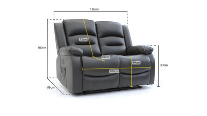 Alto Electric Recliner Sofa Grey 2 Seater