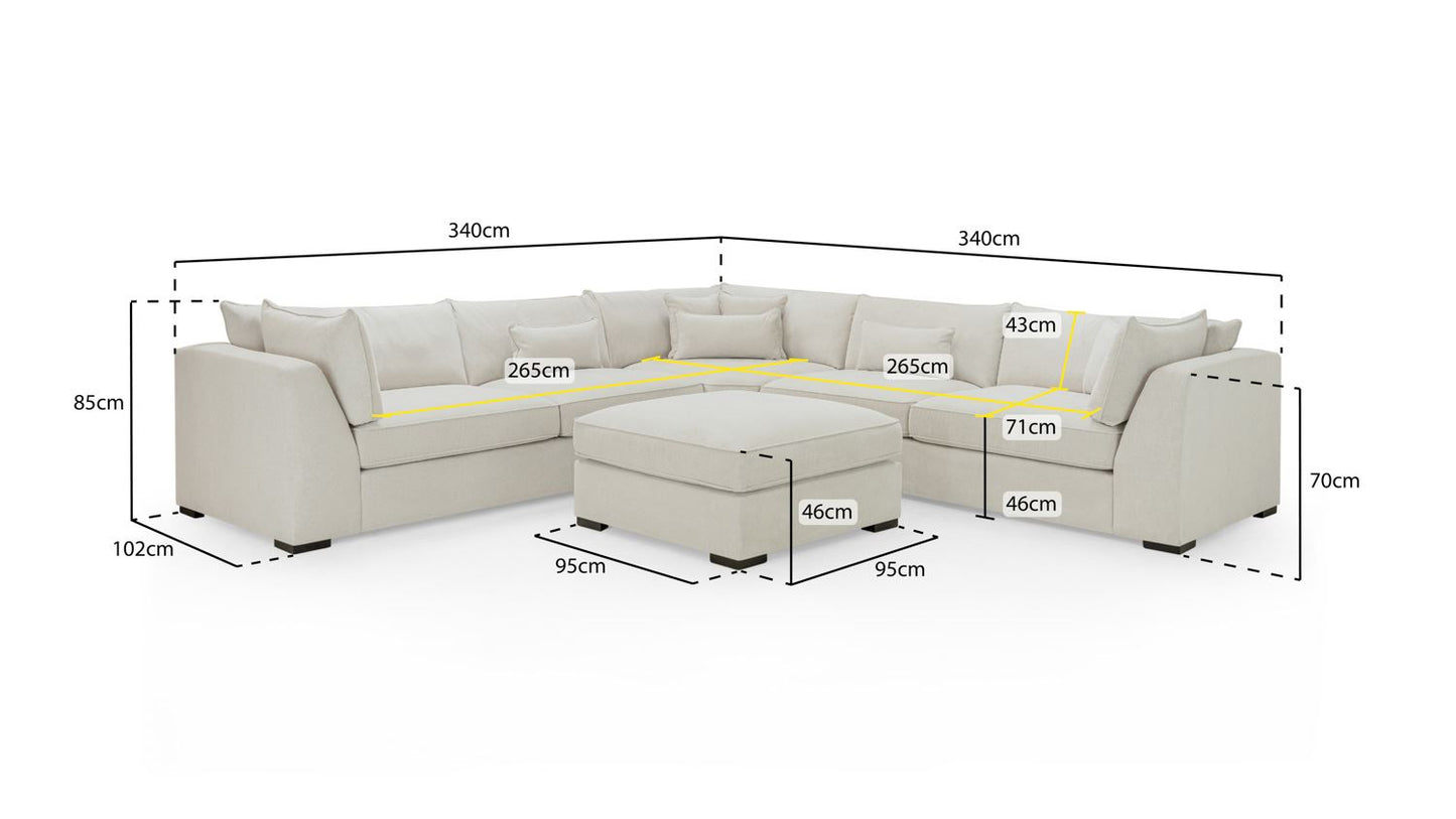 Monaco Sofa Stone Large Corner