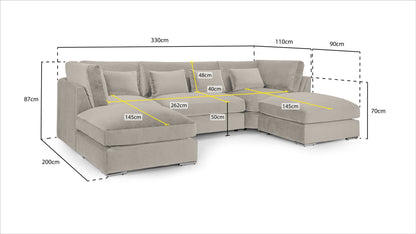 Beatrice Sofa Beige U Shape Corner