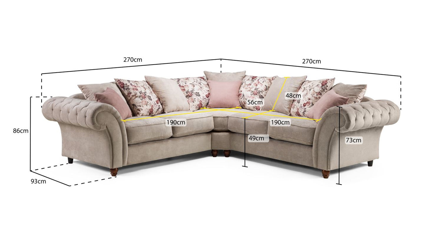 Florence Chesterfield Sofa Beige Large Corner