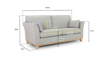 Delta Sofa Grey 3 Seater