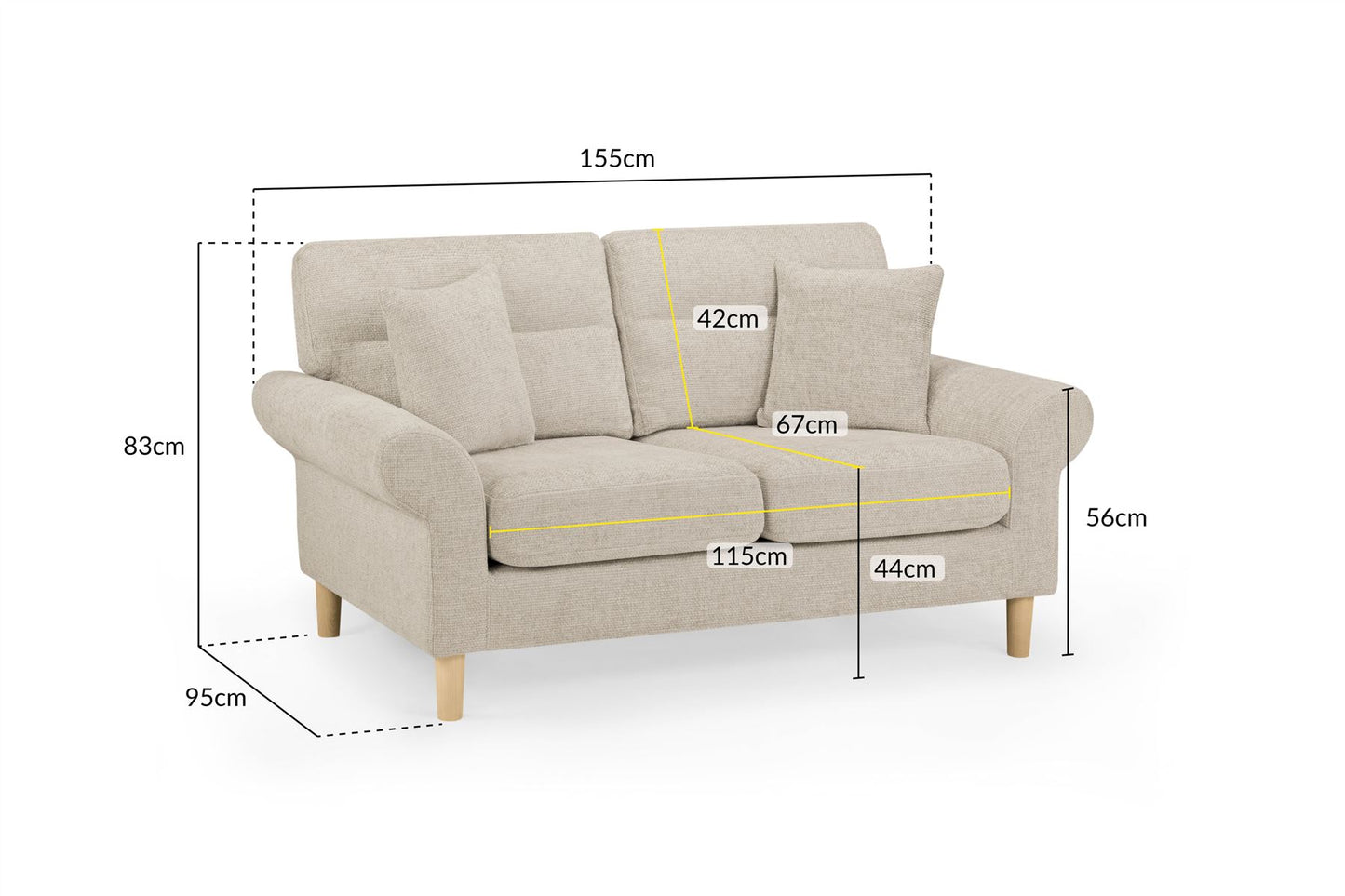 Flora Sofa Beige 2 Seater