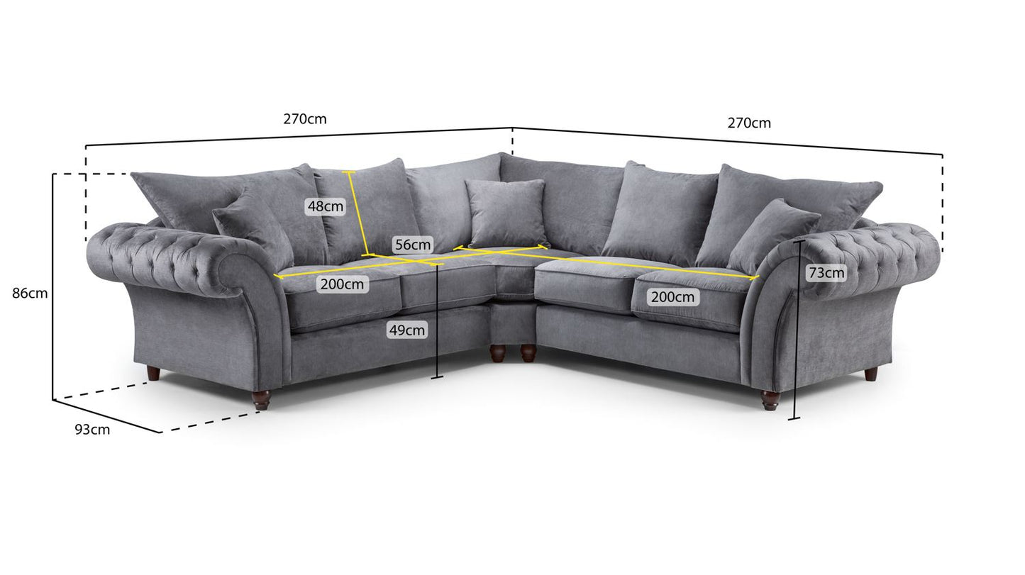 Buckingham Fullback Sofa Grey Large Corner