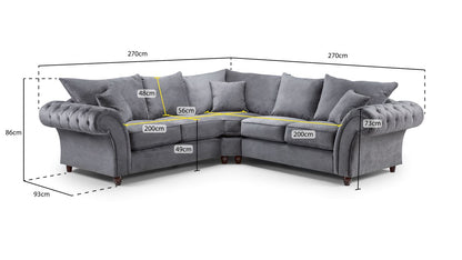 Buckingham Fullback Sofa Grey Large Corner