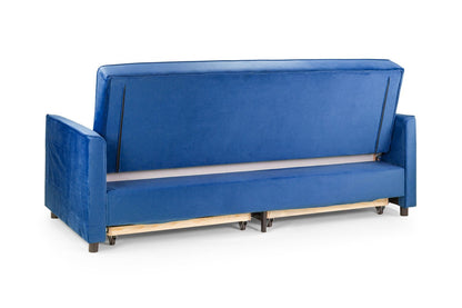 Elegance Sofabed Plush Blue 3 Seater