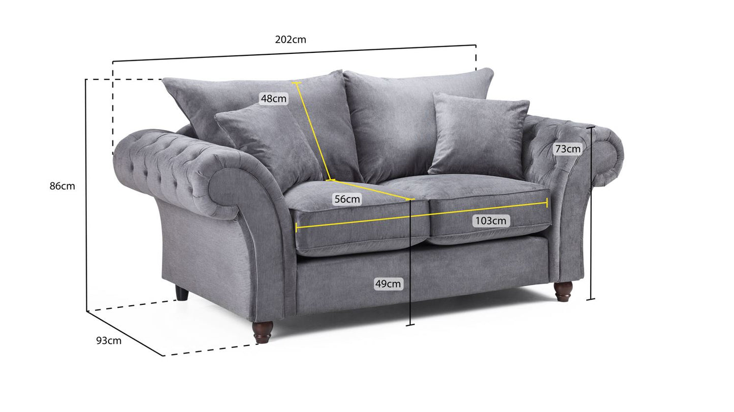 Buckingham Fullback Sofa Grey 2 Seater