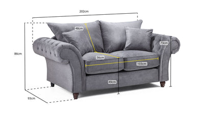 Buckingham Fullback Sofa Grey 2 Seater