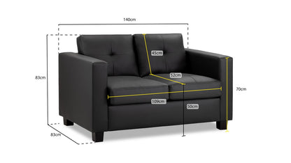 Jeremi Sofa Black 2 Seater