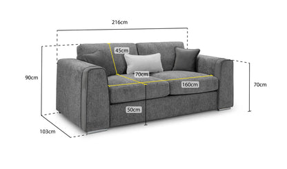 Naples Sofa Beige 3 Seater