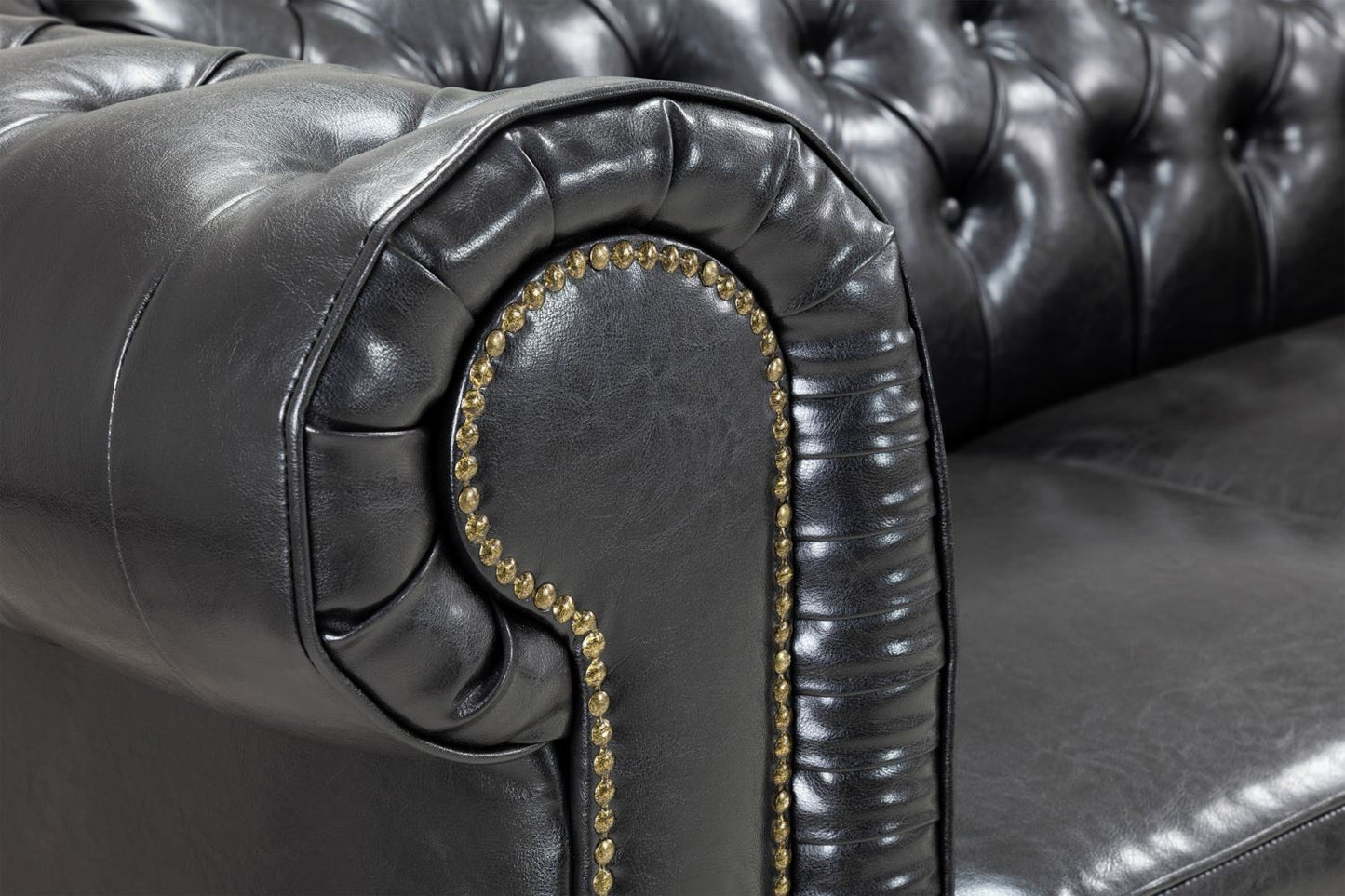 Chesterfield Sofa Black 3+2 Set