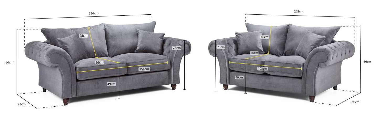 Buckingham Fullback Sofa Grey 3+2 Set