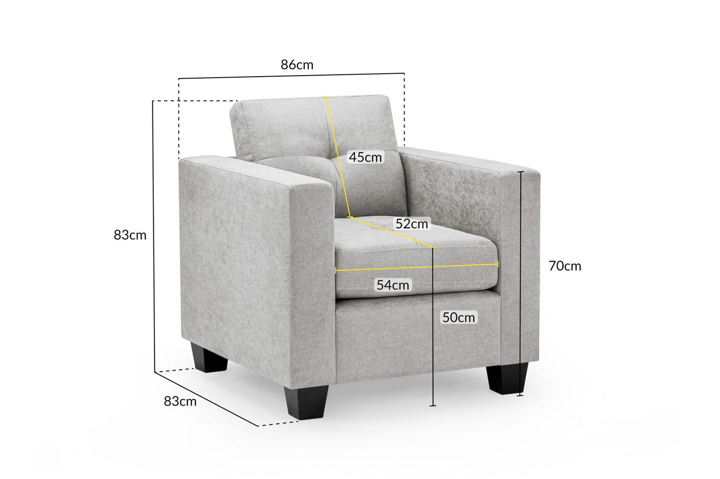 Jeremi Sofa Grey Fabric Armchair