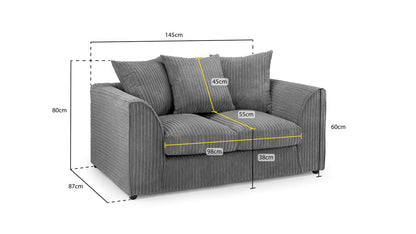 Quinn Sofa Grey 2 Seater