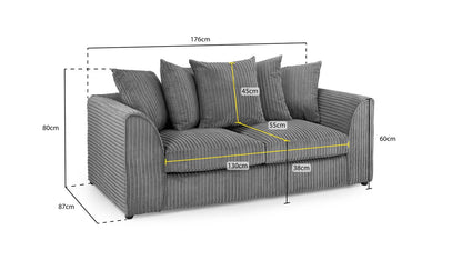 Quinn Sofa Grey 3 Seater