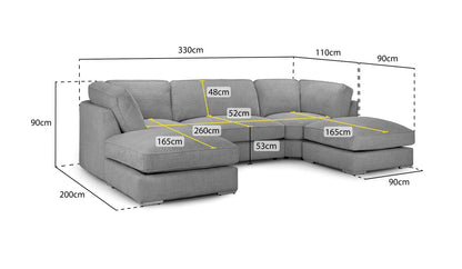 Ingrid Fullback Sofa Grey U Shape Corner