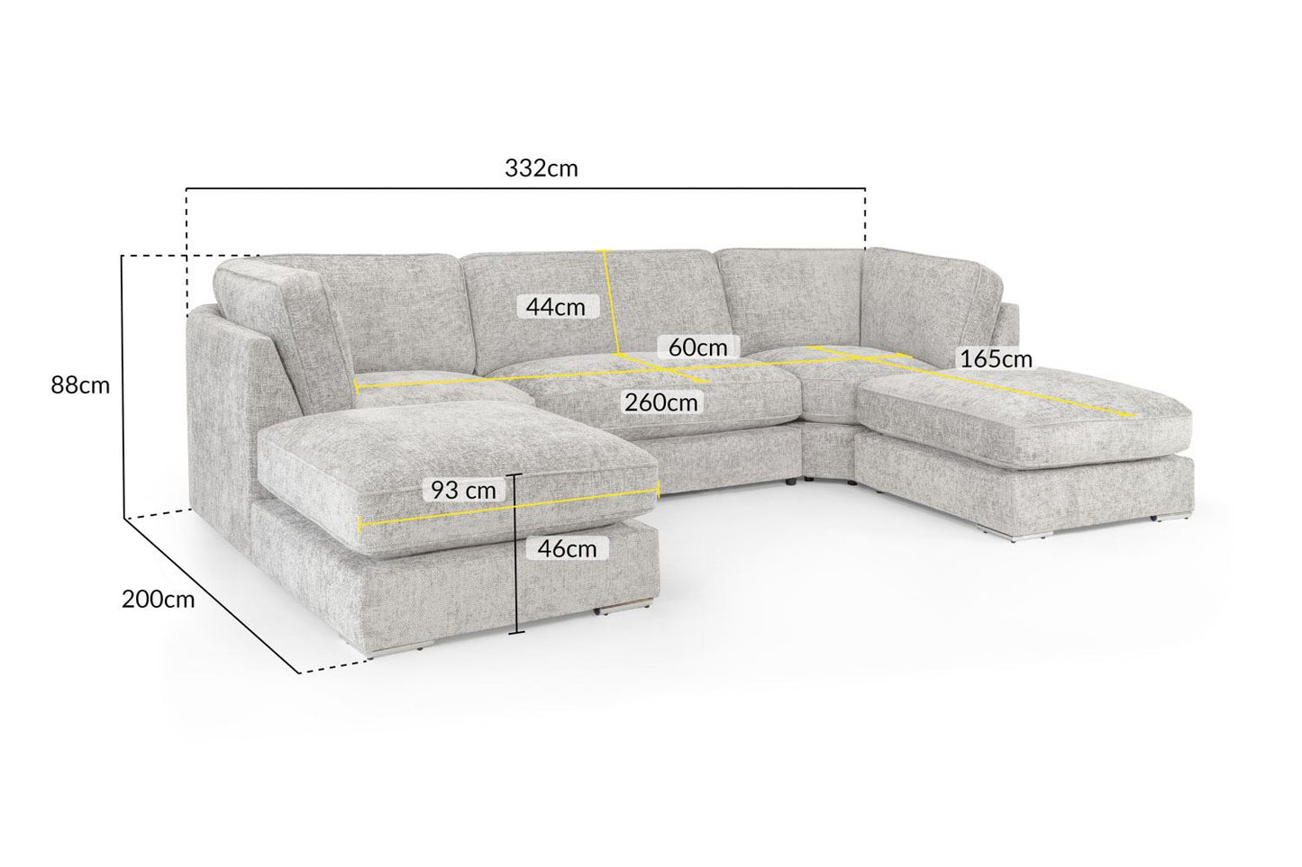 Esma Sofa Ivory U Shape Corner