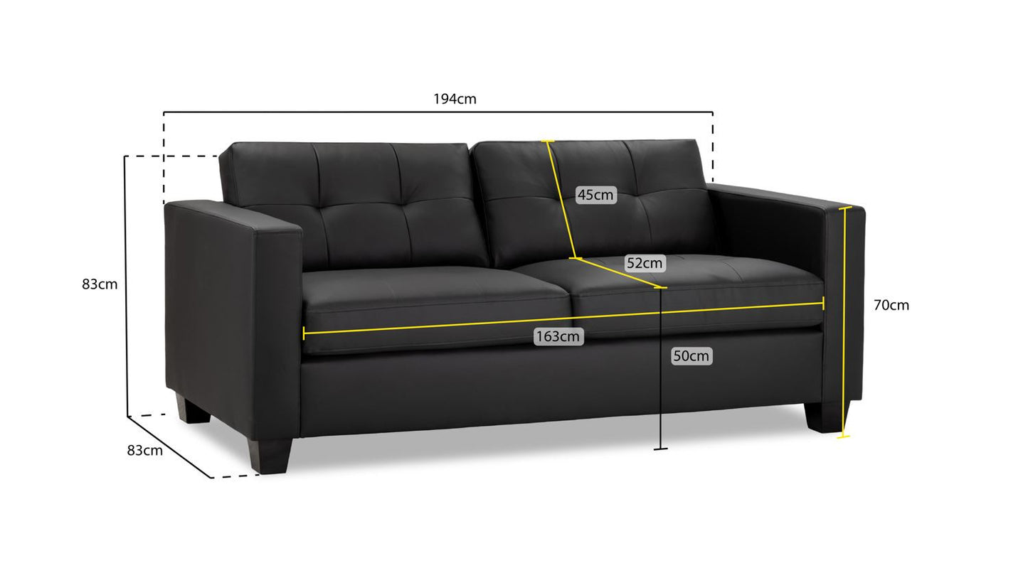 Jeremi Sofa Black 3 Seater